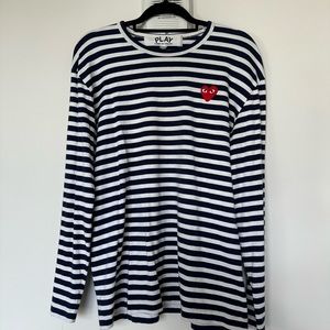 Comme De Garçon Play blue and white stripe